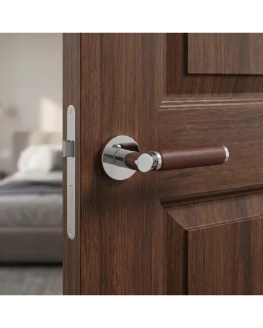 Poignée de porte haut de gamme en cuir foncé TUPAI 4200/201 ronde - MillaPoignées
