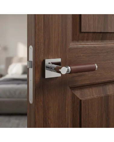 Poignée de porte haut de gamme en cuir foncé TUPAI 4200/201 carrée - MillaPoignées