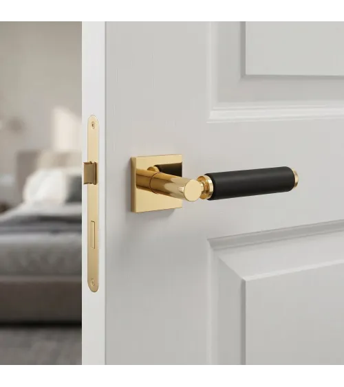 Poignée de porte contemporaine en cuir TUPAI 4200/202 carrée -  poignée design