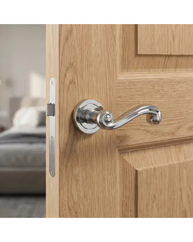 Poignée de Porte Chrome Poli Brillante et Raffiné - Modèle TUPAI 738