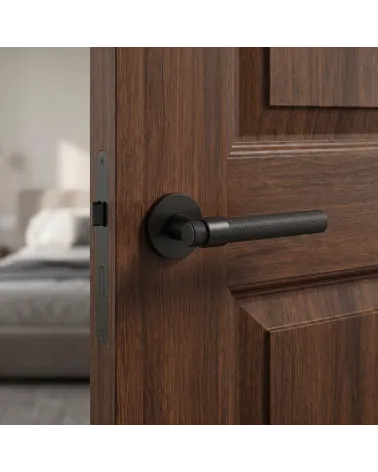 Poignée de porte noire Line GHOST ronde - Millapoignées