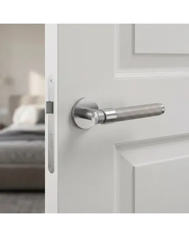 Poignée de porte chrome satiné Line GHOST ronde - Millapoignées