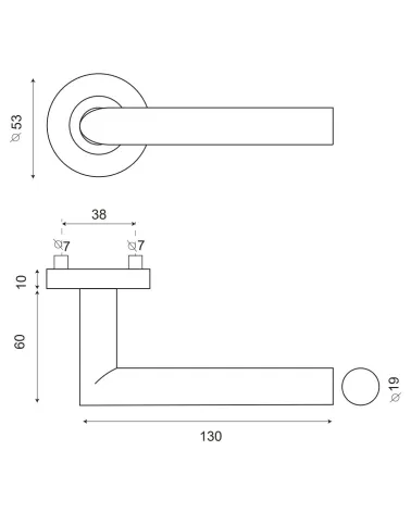 dessin technique de la poignée de porte altesse