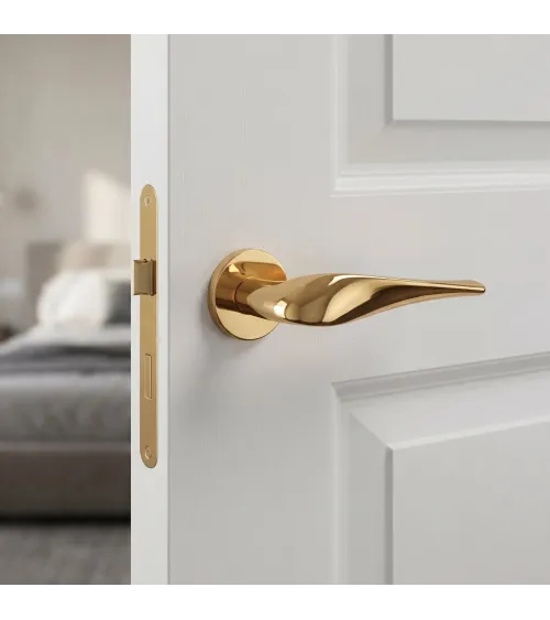 Poignée de porte or poli PETUNIA quincaillerie design