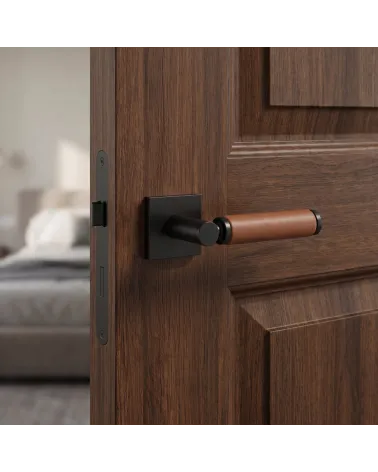 Poignée de Porte en Laiton et Cuir Clair | Élégance Artisanale