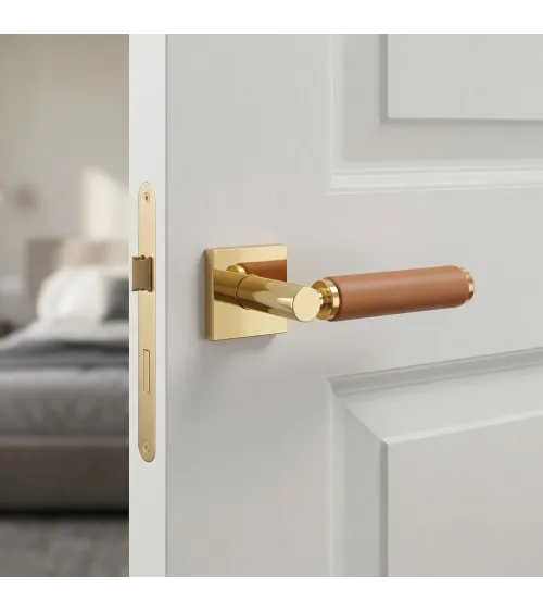 Poignée de porte contemporain en cuir clair TUPAI 4200/200 carrée -  poignée design