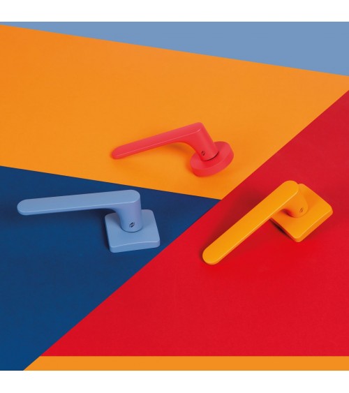 Poignée de porte de couleur marron, plaque carrée - Colombo Design Mood -  poignée design