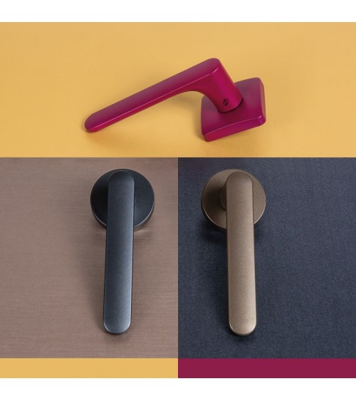 Poignée de porte de couleur marron, plaque carrée - Colombo Design Mood -  poignée design