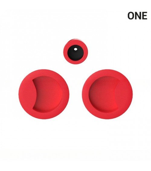 Poignée cuvettes simples de couleur rouge, pour portes coulissantes, plaque ronde - Colombo Design Mood OneQ -  poignée design