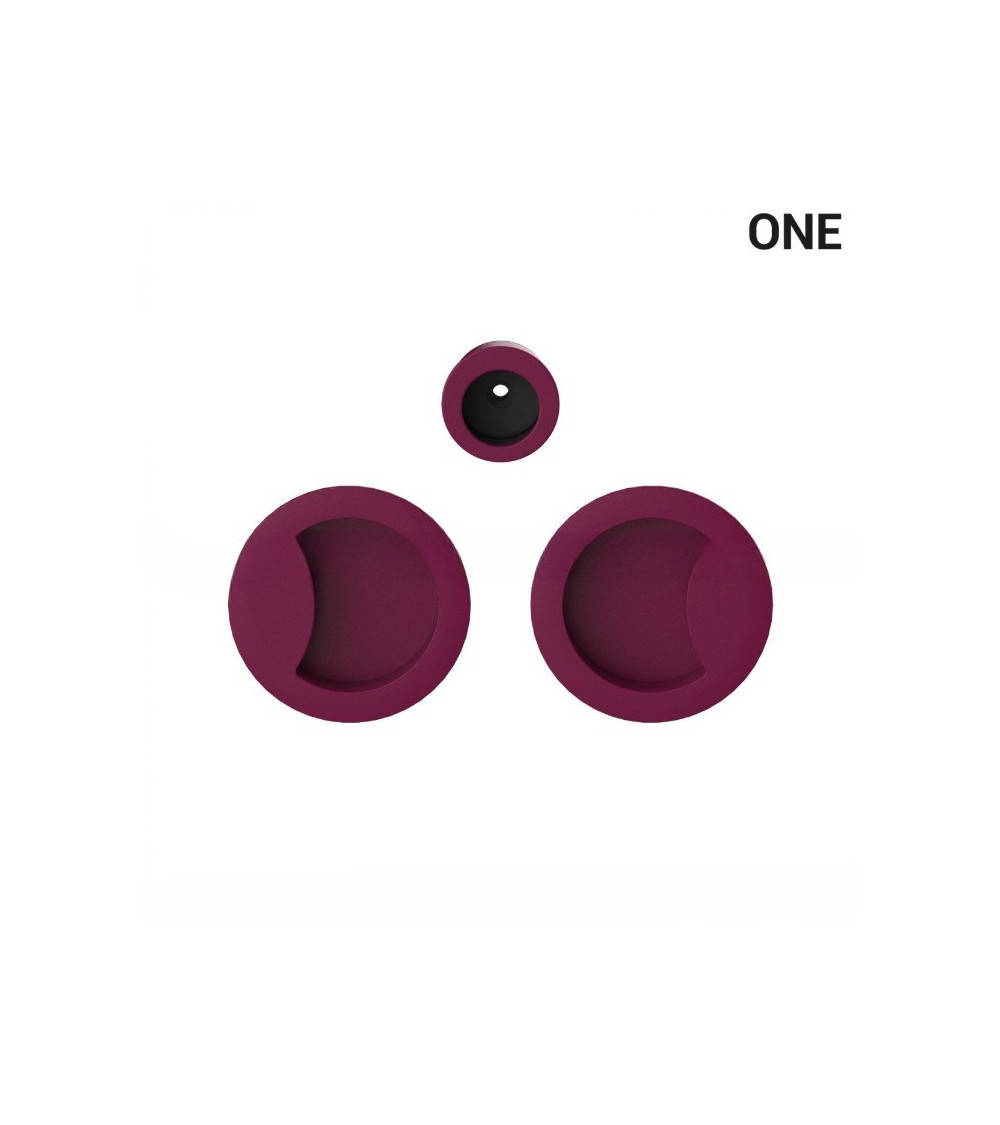 Poignée cuvettes simples de couleur violet, pour portes coulissantes, plaque ronde - Colombo Design Mood One -  poignée design