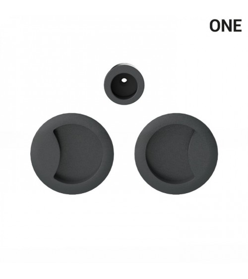 Poignée cuvettes simples de couleur anthracite, pour portes coulissantes, plaque ronde - Colombo Design Mood One -  poignée desi