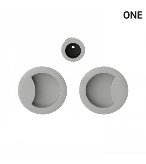Poignée cuvettes simples de couleur argent, pour portes coulissantes, plaque ronde - Colombo Design Mood One -  poignée design