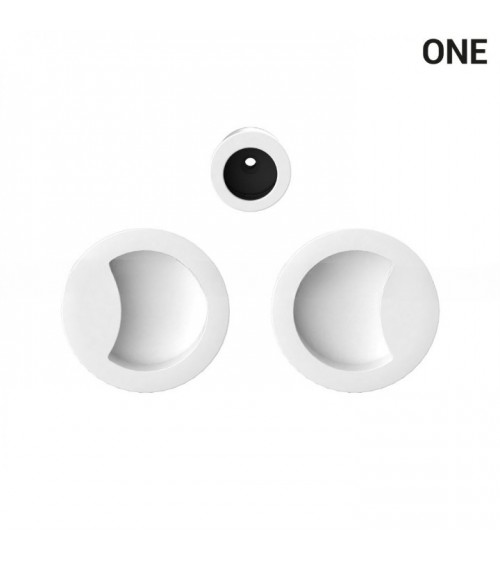 Poignée cuvettes simples de couleur blanche, pour portes coulissantes, plaque ronde - Colombo Design Mood One -  poignée design