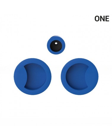 Poignée cuvettes simples de couleur capri bleu, pour portes coulissantes, plaque ronde - Colombo Design Mood One -  poignée desi