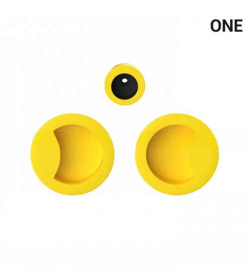 Poignée cuvettes simples de couleur jaune, pour portes coulissantes, plaque ronde - Colombo Design Mood One -  poignée design