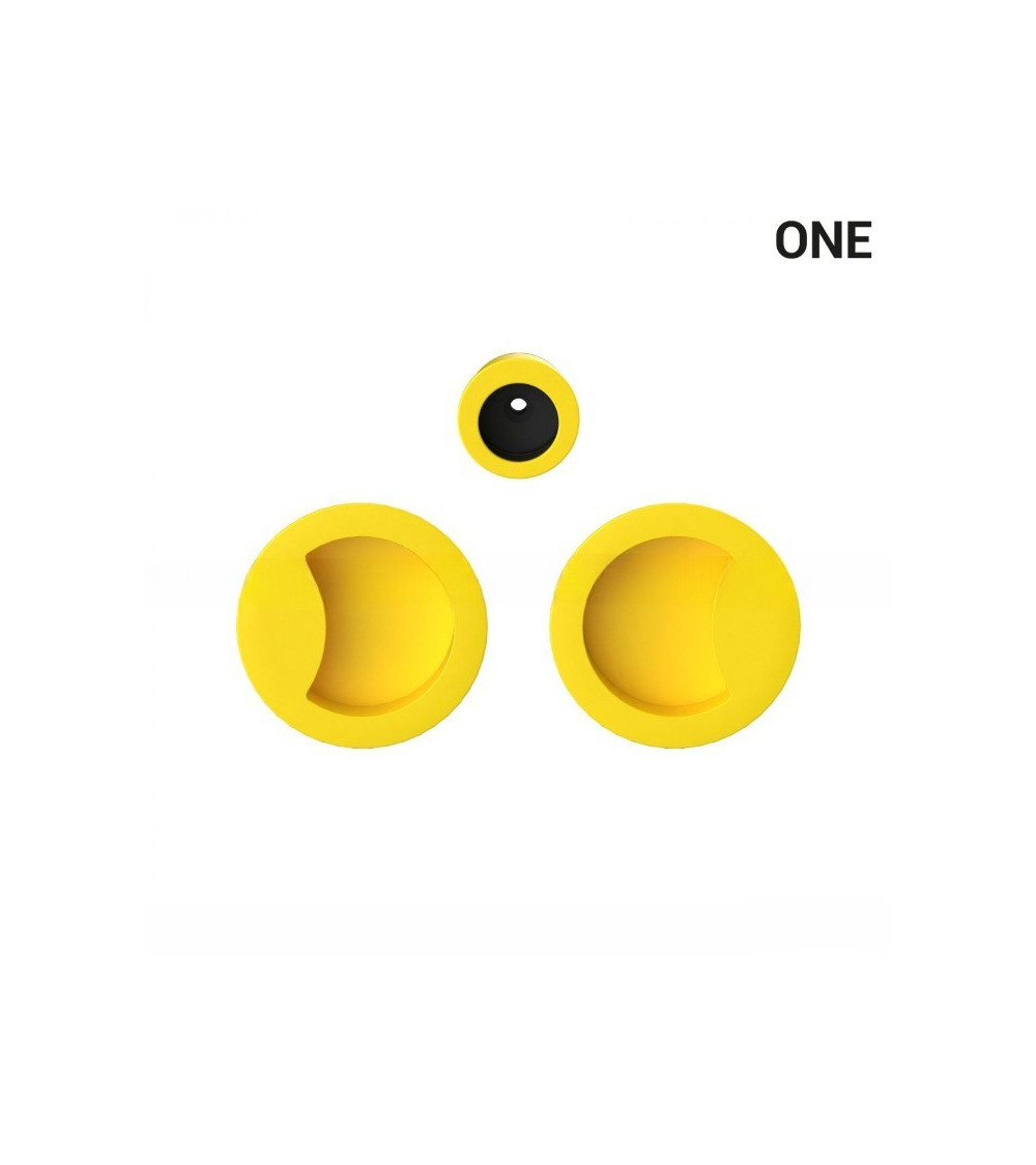 Poignée cuvettes simples de couleur jaune, pour portes coulissantes, plaque ronde - Colombo Design Mood One -  poignée design
