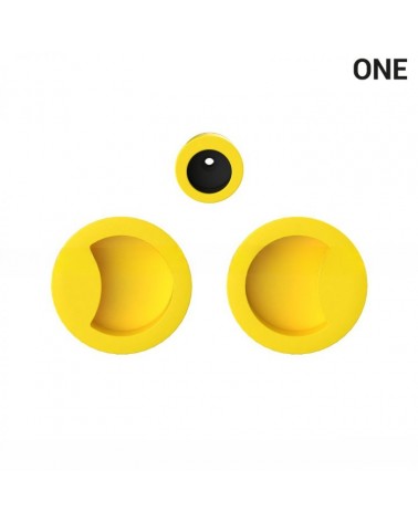 Poignée cuvettes simples de couleur jaune, pour portes coulissantes, plaque ronde - Colombo Design Mood One -  poignée design