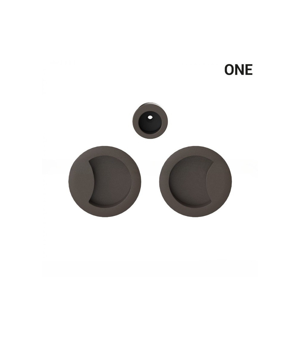 Poignée cuvettes simples de couleur marron, pour portes coulissantes, plaque ronde - Colombo Design Mood One -  poignée design
