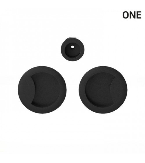 Poignée cuvettes simples de couleur noire, pour portes coulissantes, plaque ronde - Colombo Design Mood One -  poignée design