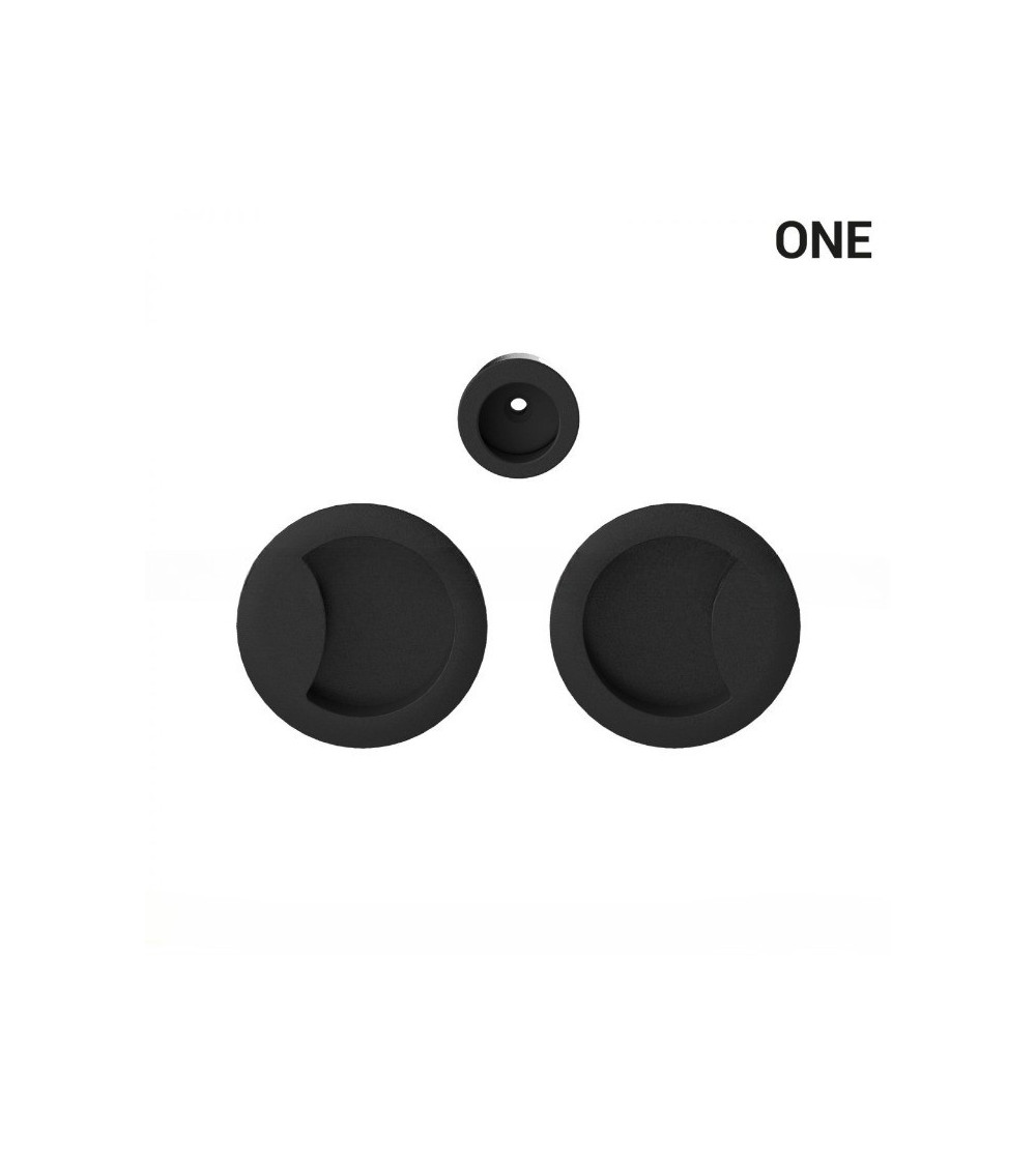 Poignée cuvettes simples de couleur noire, pour portes coulissantes, plaque ronde - Colombo Design Mood One -  poignée design