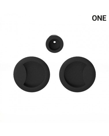 Poignée cuvettes simples de couleur noire, pour portes coulissantes, plaque ronde - Colombo Design Mood One -  poignée design
