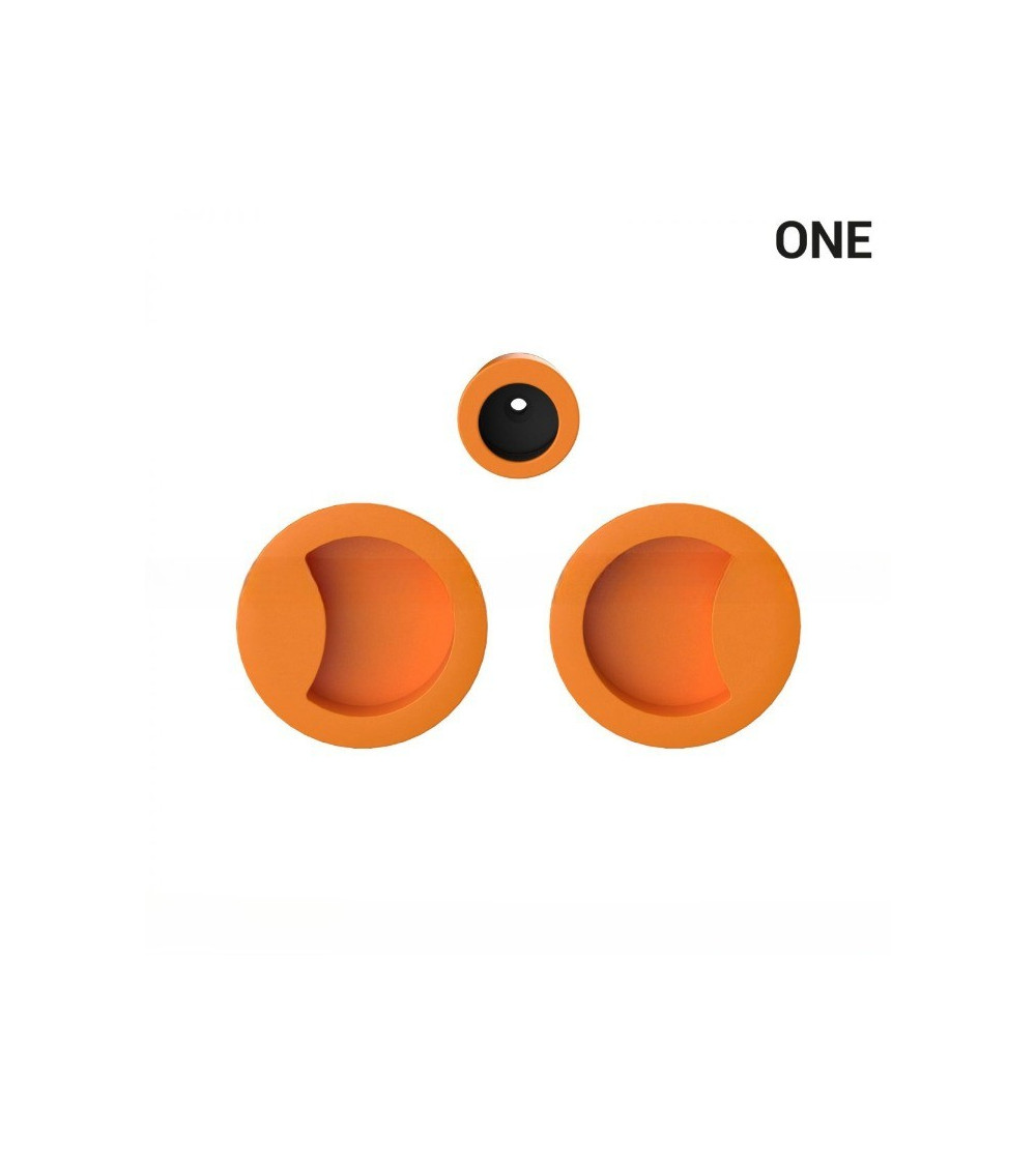 Poignée cuvettes simples de couleur orange, pour portes coulissantes, plaque ronde - Colombo Design Mood One -  poignée design