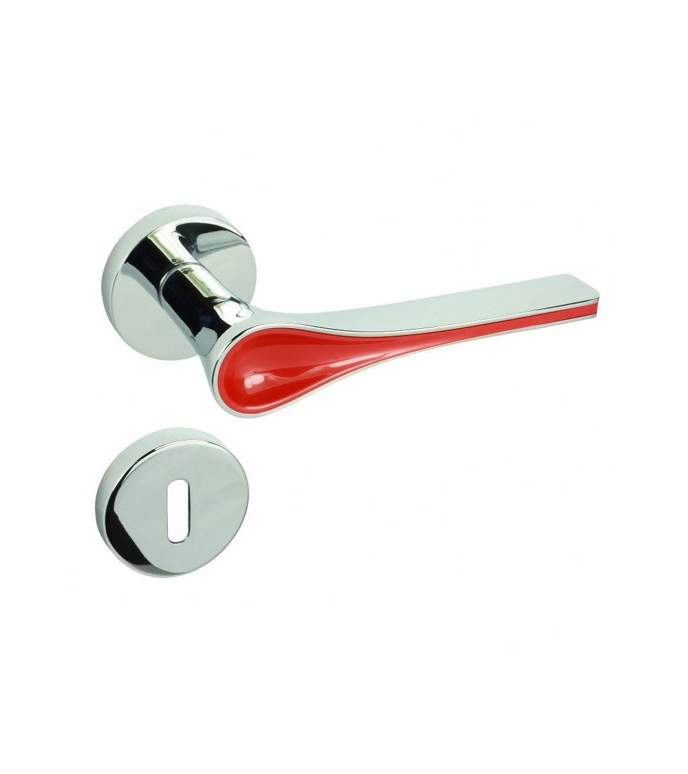 poignee porte futuriste chrome poli et rouge - ideale pour une chambre adolescent
