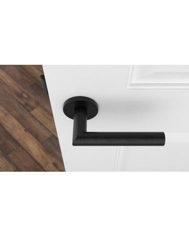 Poignée de porte classique ARABIS poignée design vue de haut montée sur une porte