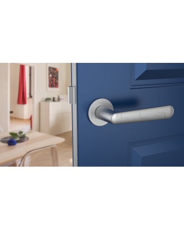 Poignée de porte ARIA poignée design couleur 4 vue de face montée sur une porte