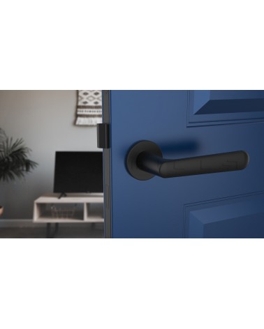 Poignée de porte Classique ARIA poignée design vue de face montée sur une porte