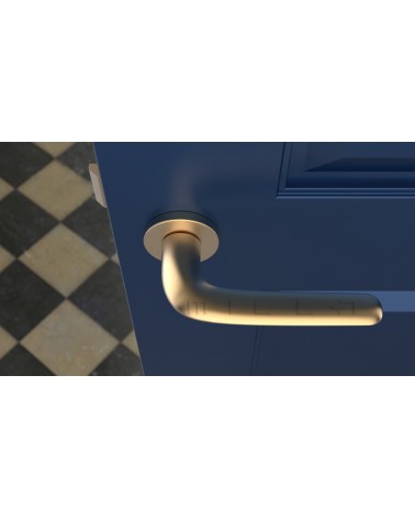 Poignée de porte Moderne AZALIA poignée design vue de haut montée sur une porte