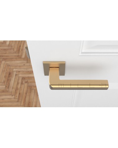 Poignée de porte SALICE quincaillerie design couleur 3 vue de haut montée sur une porte