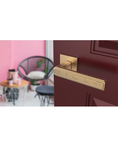 Poignée de porte RAFLESIA poignée design couleur 1 montée sur une porte entrouverte