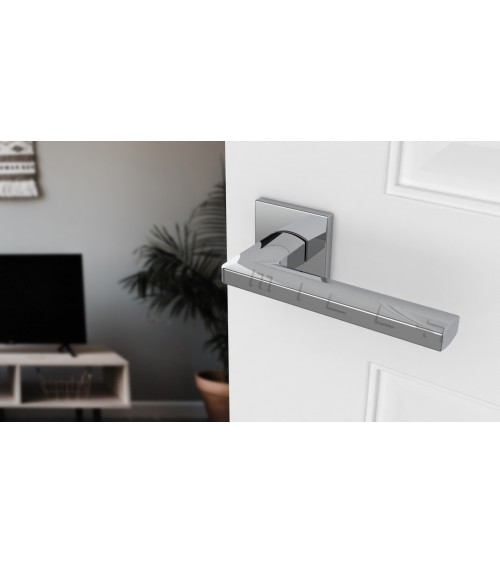 Poignée de porte chrome poli PYROLA quincaillerie design