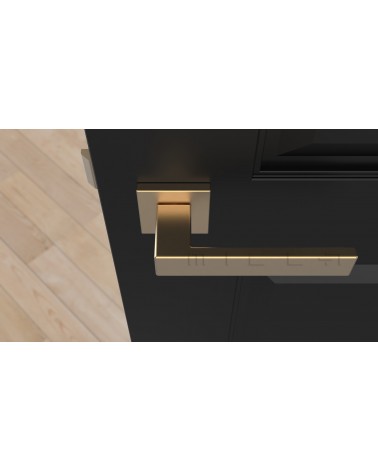 Poignée de porte classique PINA poignée design vue de haut montée sur une porte