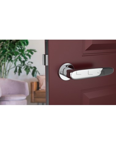 Poignée de porte retro ROSA poignée design vue de face montée sur une porte