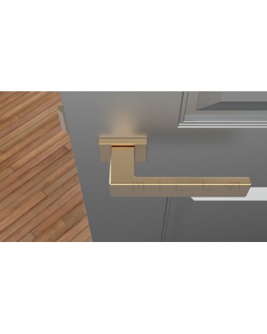 Poignée de porte moderne PINA poignée design vue de haut montée sur une porte