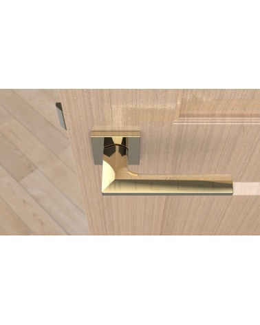 Poignée de porte moderne JASMINA poignée design vue de haut montée sur une porte