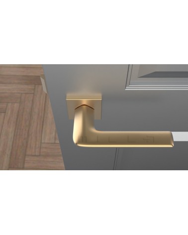 Poignée de porte futuriste LILA poignée design vue de haut montée sur une porte