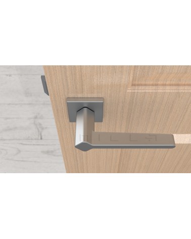 Poignée de porte NINFEA poignée design couleur 2 vue de haut montée sur une porte