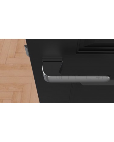 Poignée de porte futuriste PLUMERIA poignée design vue de haut montée sur une porte