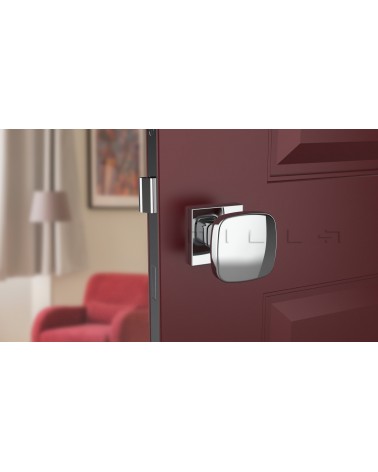 Bouton de porte Chrome poli KIAMA carré -  poignée design