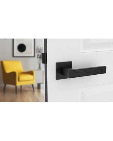 Poignée de porte anthracite TILLIA porte intérieure design vue de face montée sur une porte