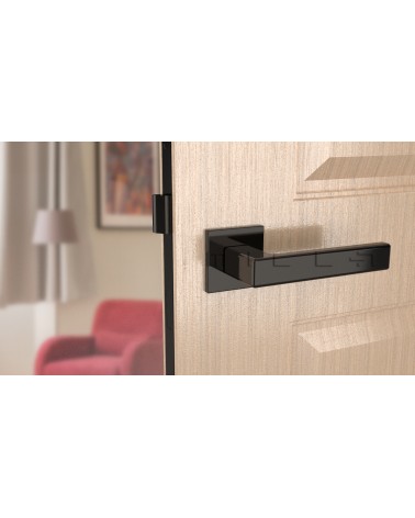 Poignée de porte TILLIA porte intérieure design couleur 1 vue de face montée sur une porte