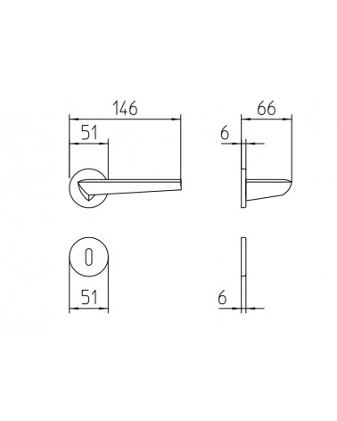 Poignée de porte Mandelli Isi avec dimensions