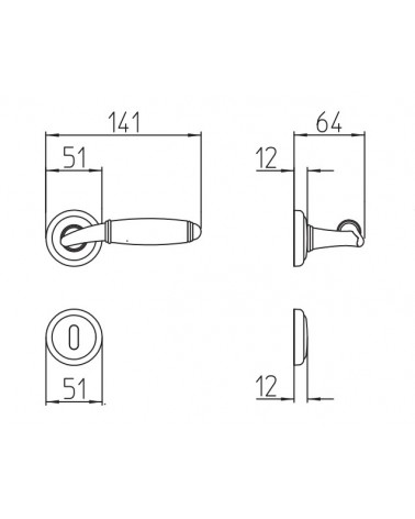 Poignée de porte Mandelli Melody avec dimensions