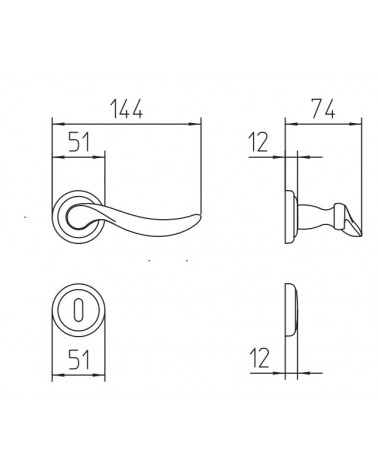 Poignée de porte Mandelli Norma avec dimensions
