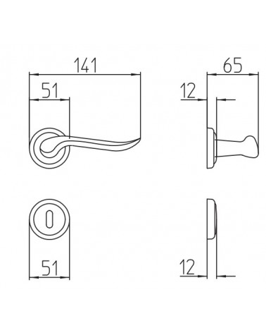 Poignée de porte Mandelli Rondò avec dimensions