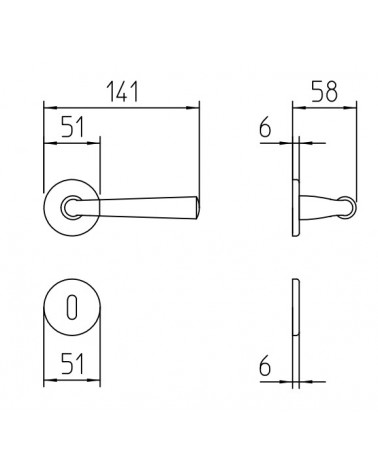 Poignée de porte Mandelli Special avec dimensions