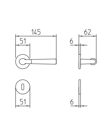 Poignée de porte Mandelli Start avec dimensions
